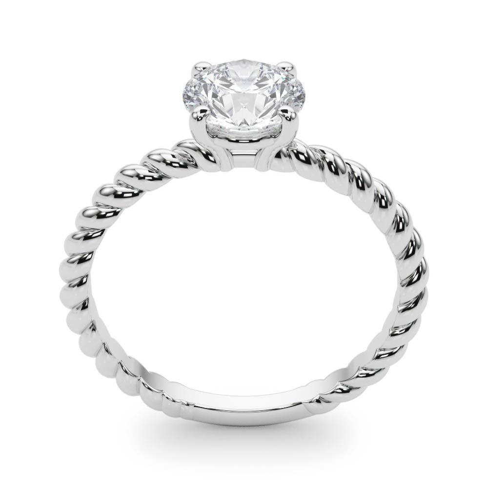 Braided Shank Round Cut Engagement Ring