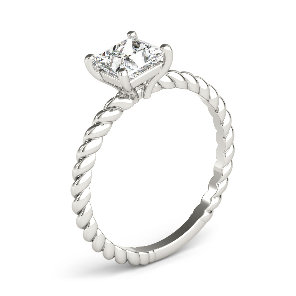 Braided Shank Princess Cut Engagement Ring