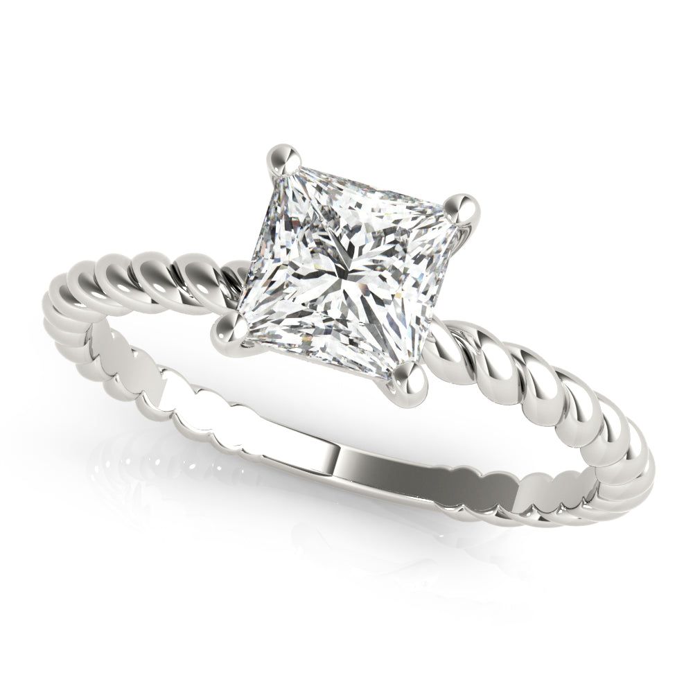 Braided Shank Princess Cut Engagement Ring