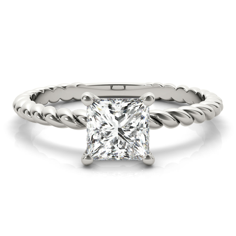 Braided Shank Princess Cut Engagement Ring
