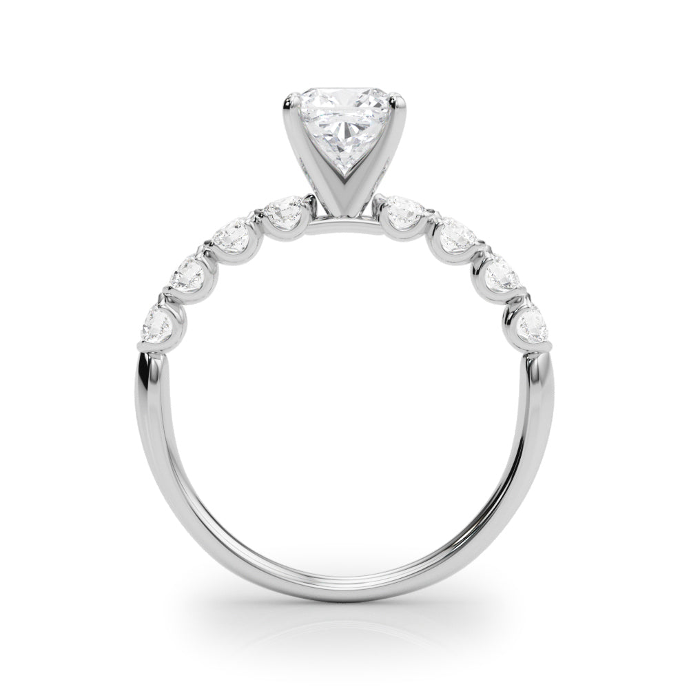 Single Row Half Bezel Engagement Ring