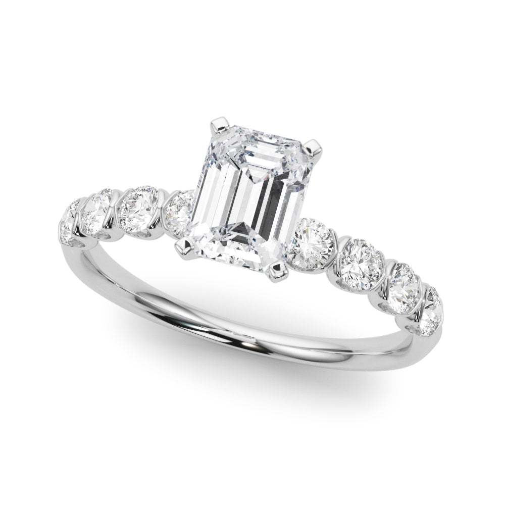 Single Row Half Bezel Engagement Ring