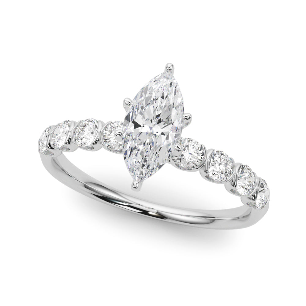 Single Row Half Bezel Engagement Ring