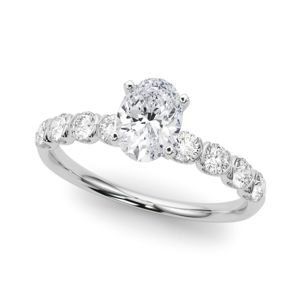 Single Row Half Bezel Engagement Ring