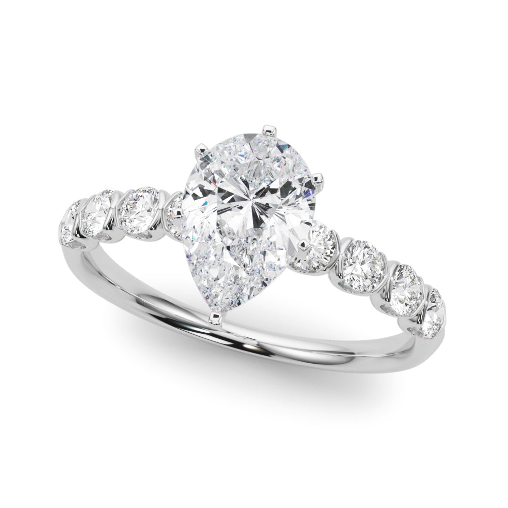 Single Row Half Bezel Engagement Ring
