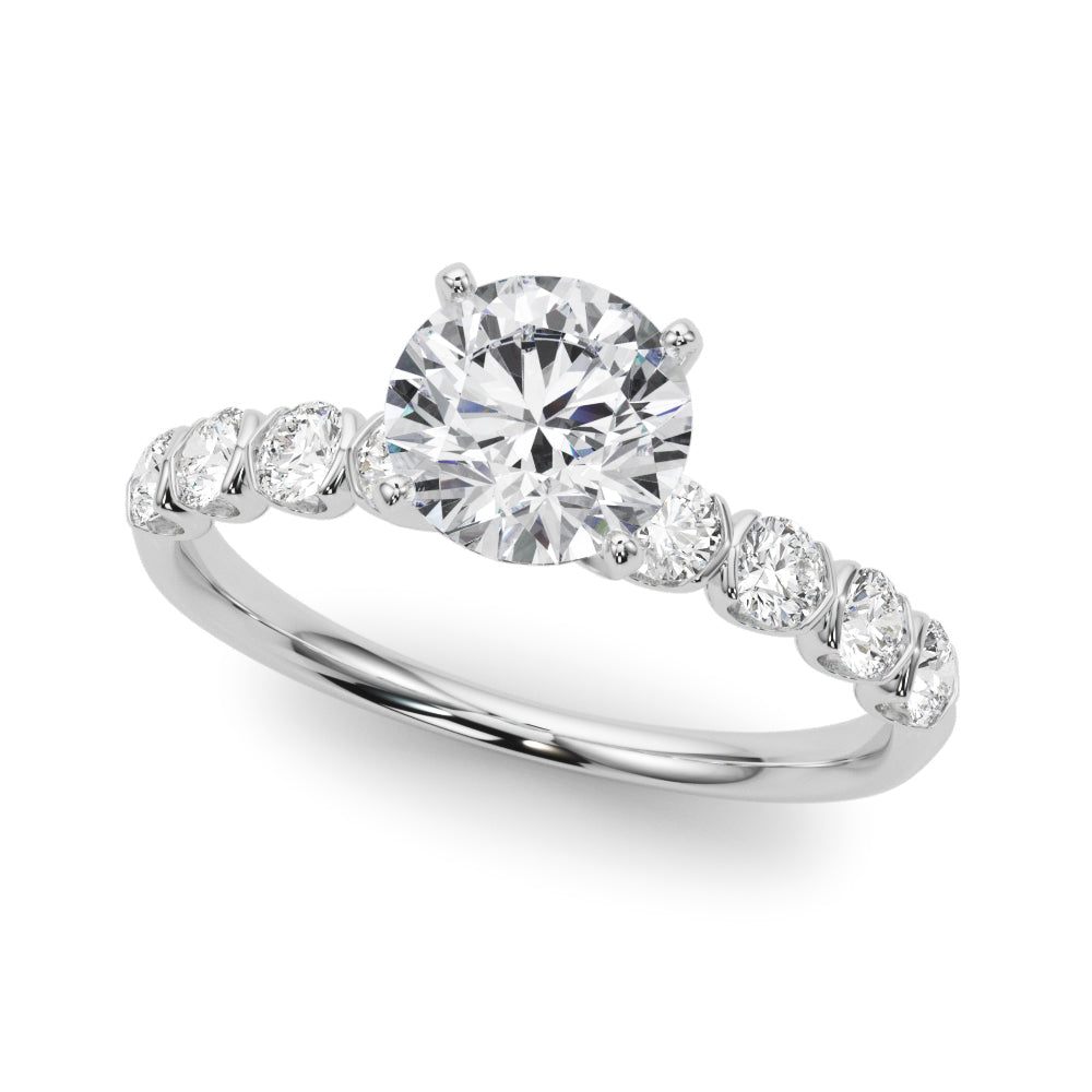 Single Row Half Bezel Engagement Ring