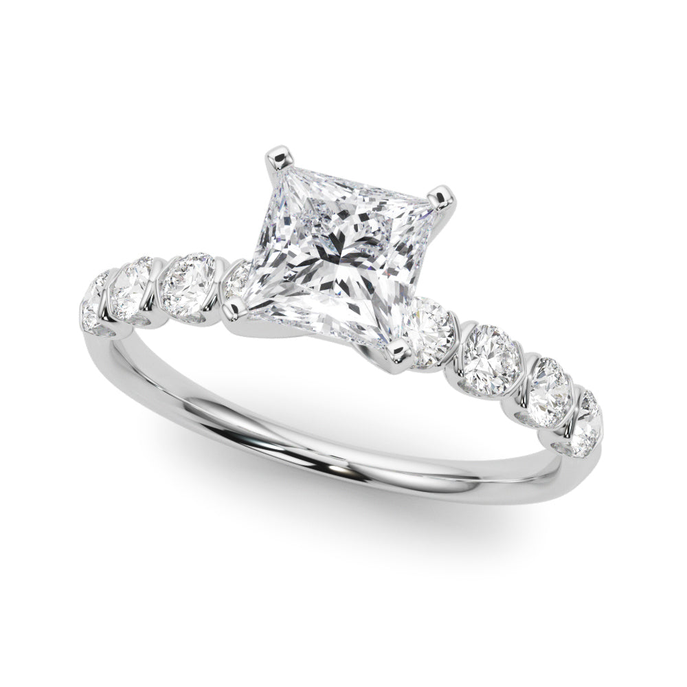 Single Row Half Bezel Engagement Ring