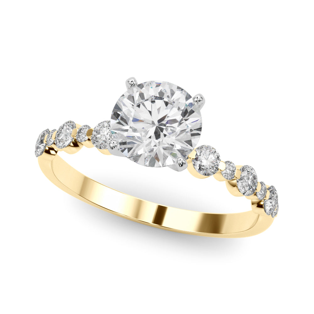 Single Shared-Prong Alternating Round-Sized Engagement Ring