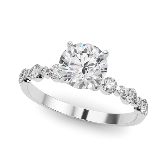 Single Shared-Prong Alternating Round-Sized Engagement Ring