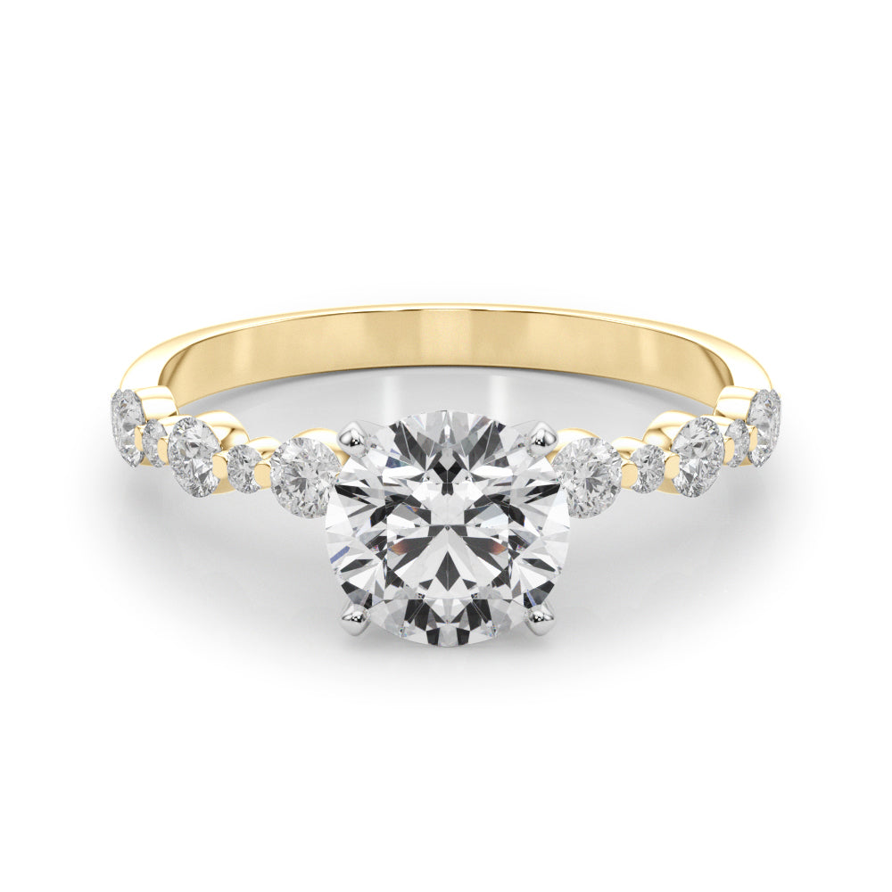 Single Shared-Prong Alternating Round-Sized Engagement Ring