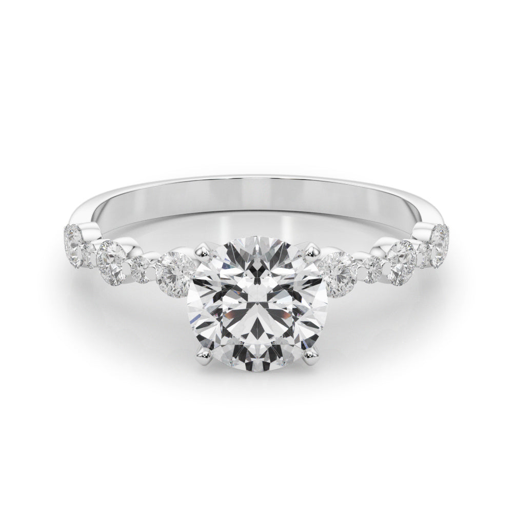 Single Shared-Prong Alternating Round-Sized Engagement Ring