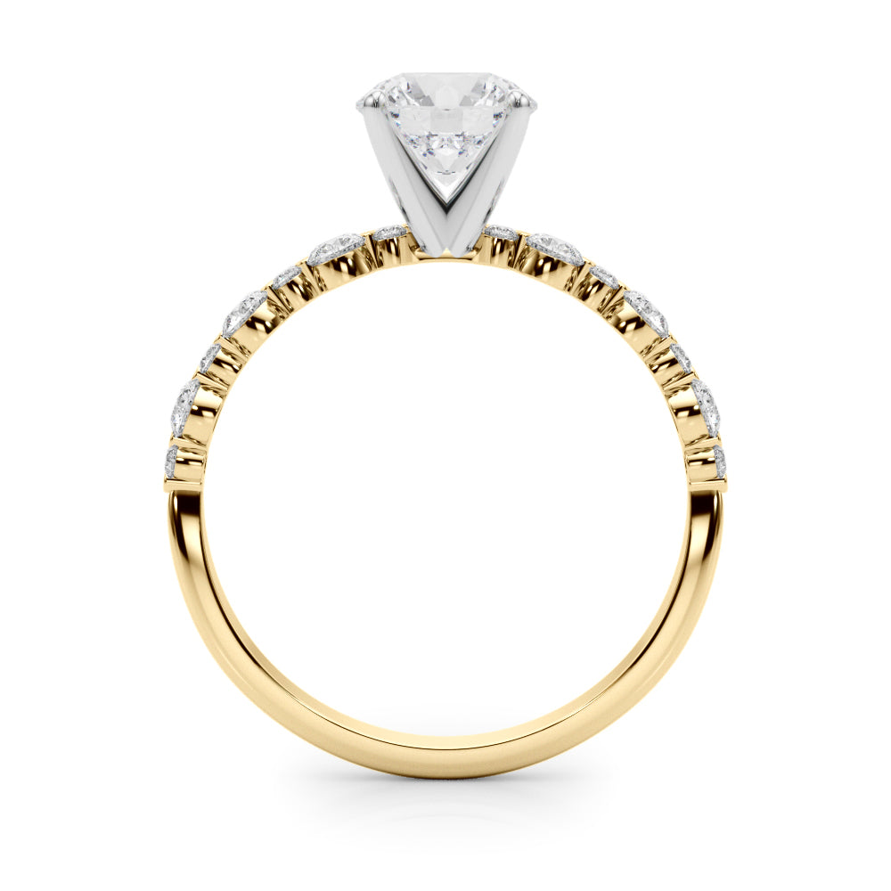 Single Shared-Prong Alternating Round-Sized Engagement Ring