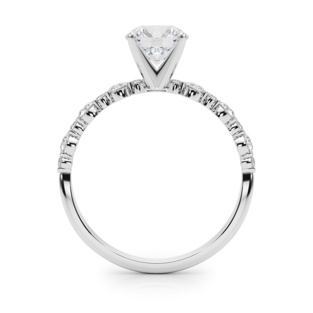 Single Shared-Prong Alternating Round-Sized Engagement Ring