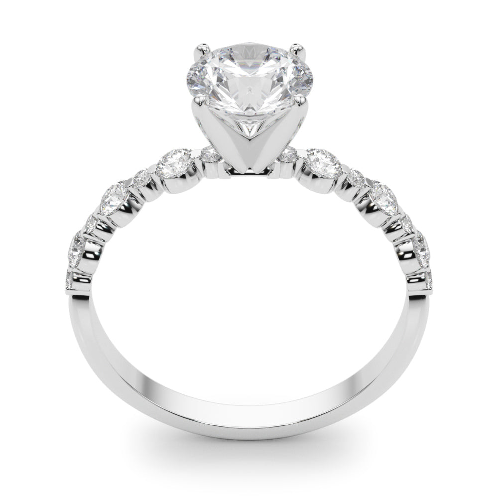 Single Shared-Prong Alternating Round-Sized Engagement Ring