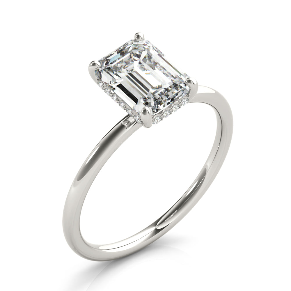 Emerald Cut Hidden Halo Engagement Ring