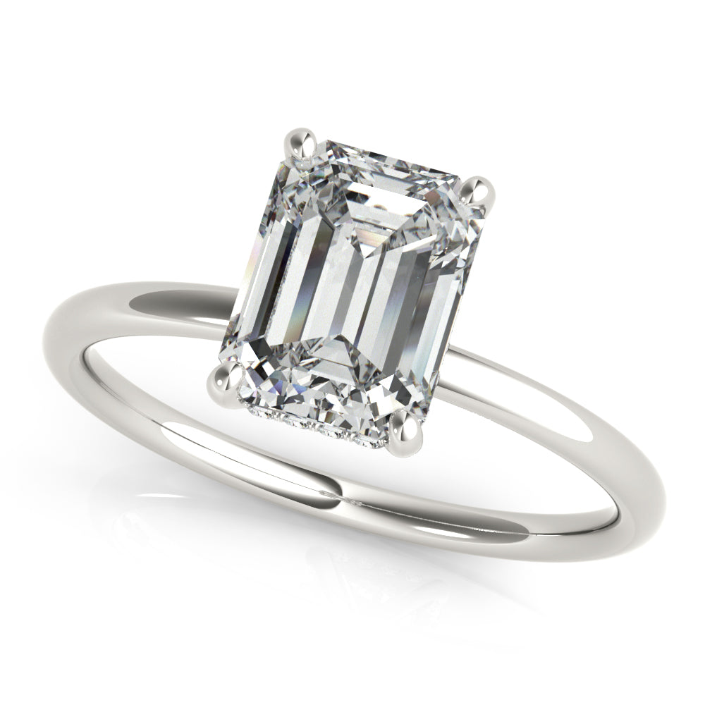 Emerald Cut Hidden Halo Engagement Ring