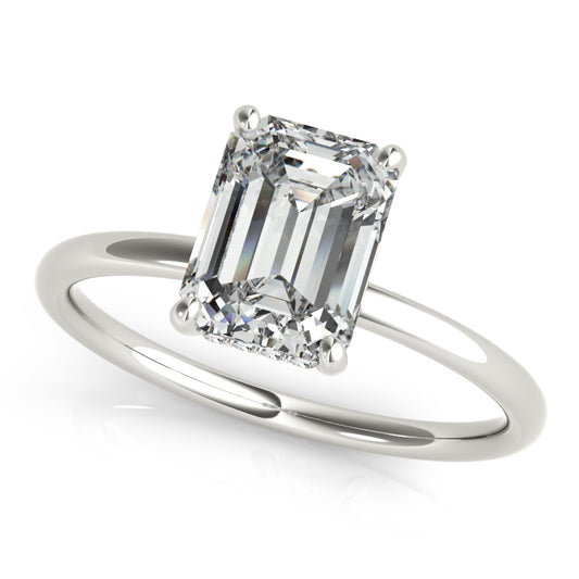 Emerald Cut Hidden Halo Engagement Ring