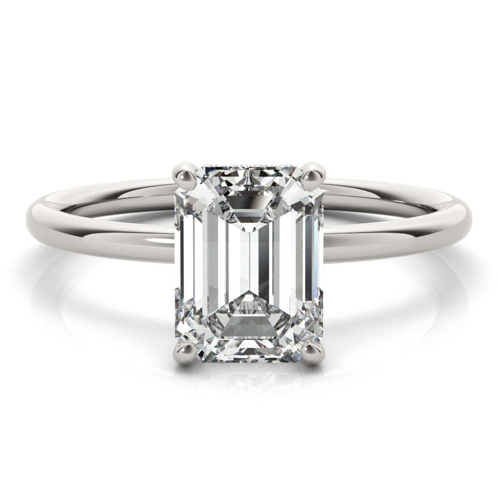 Emerald Cut Hidden Halo Engagement Ring