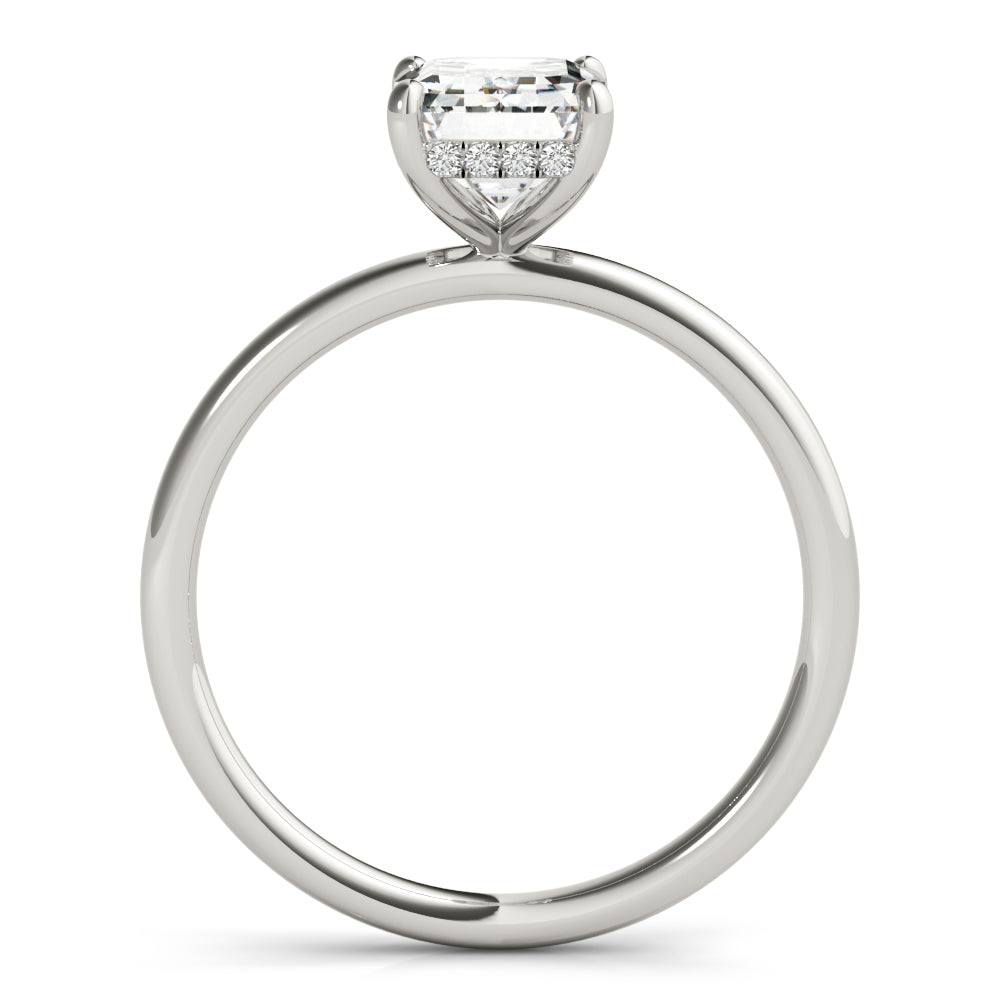 Emerald Cut Hidden Halo Engagement Ring