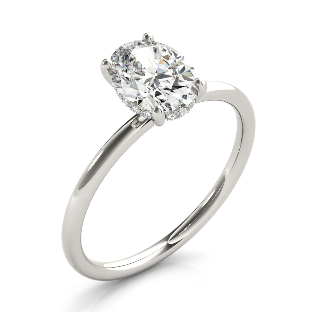 Oval Hidden Halo Engagement Ring