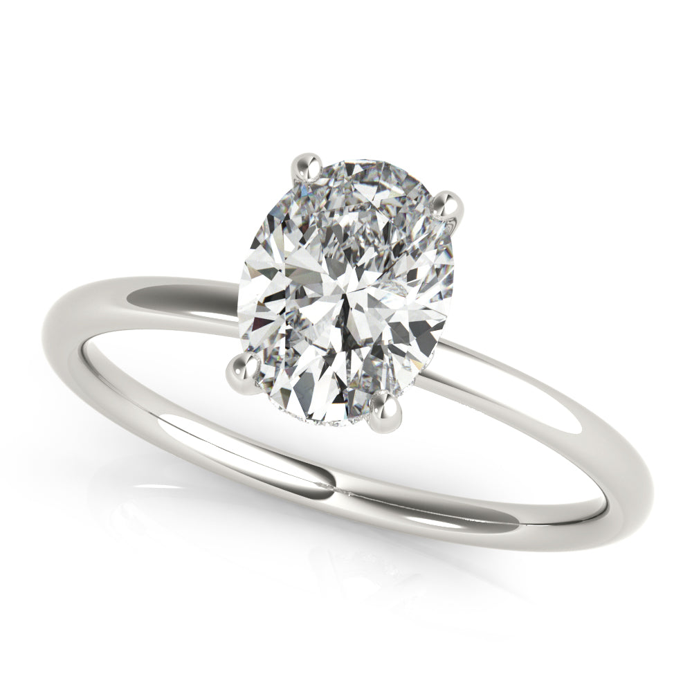 Oval Hidden Halo Engagement Ring
