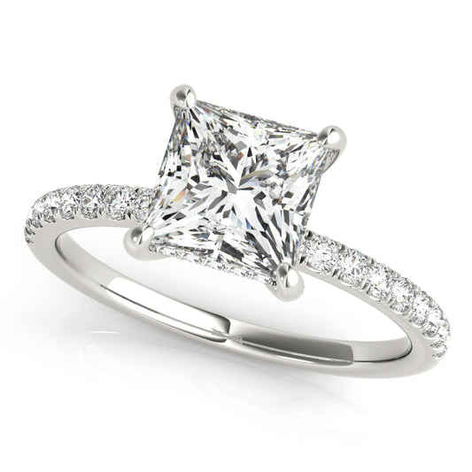 Princess Cut Hidden Halo Engagement Ring