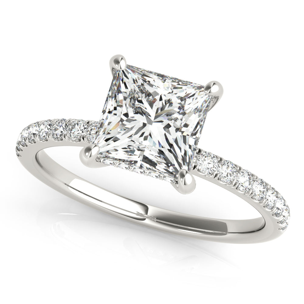 Princess Cut Hidden Halo Engagement Ring