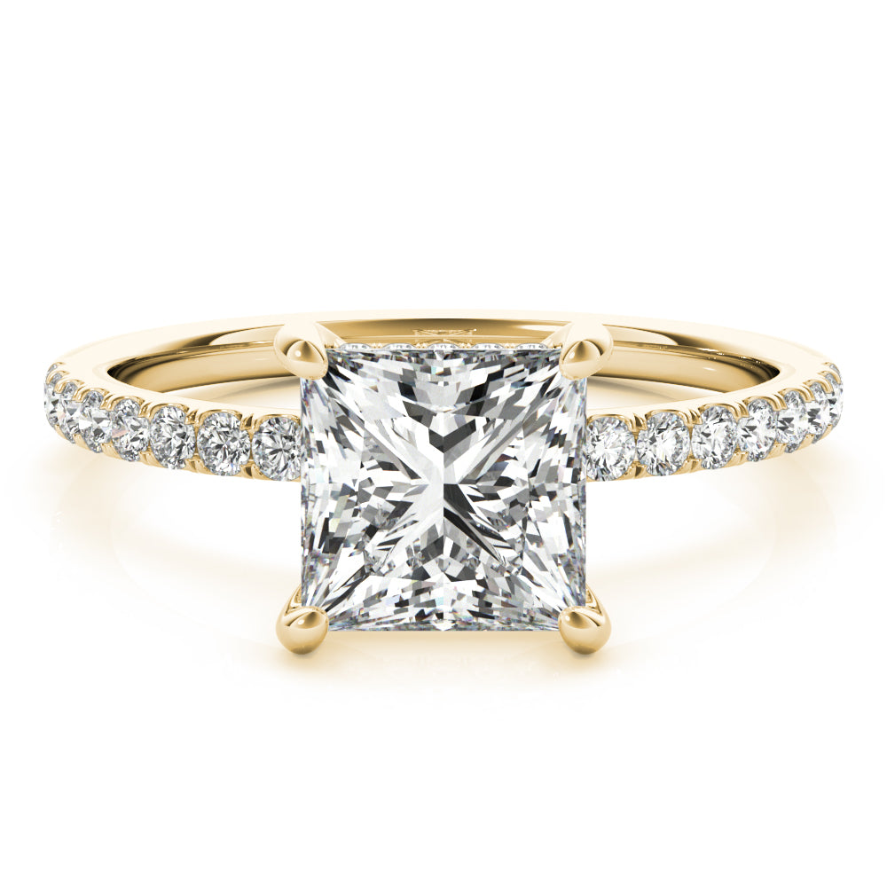 Princess Cut Hidden Halo Engagement Ring