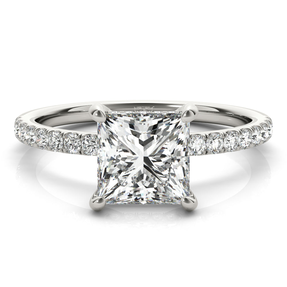 Princess Cut Hidden Halo Engagement Ring
