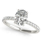 Oval Hidden Halo Engagement Ring, Diamond Band
