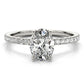 Oval Hidden Halo Engagement Ring, Diamond Band