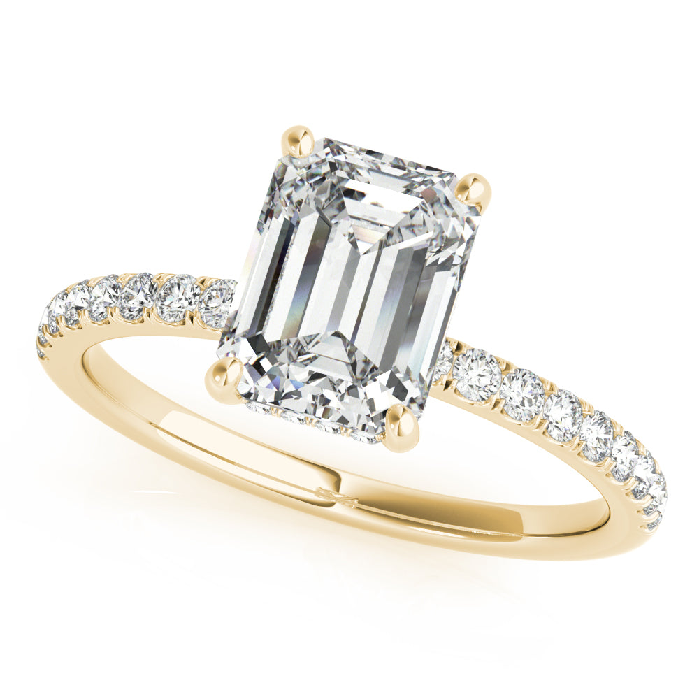 Hidden Halo Emerald Cut Engagement Ring