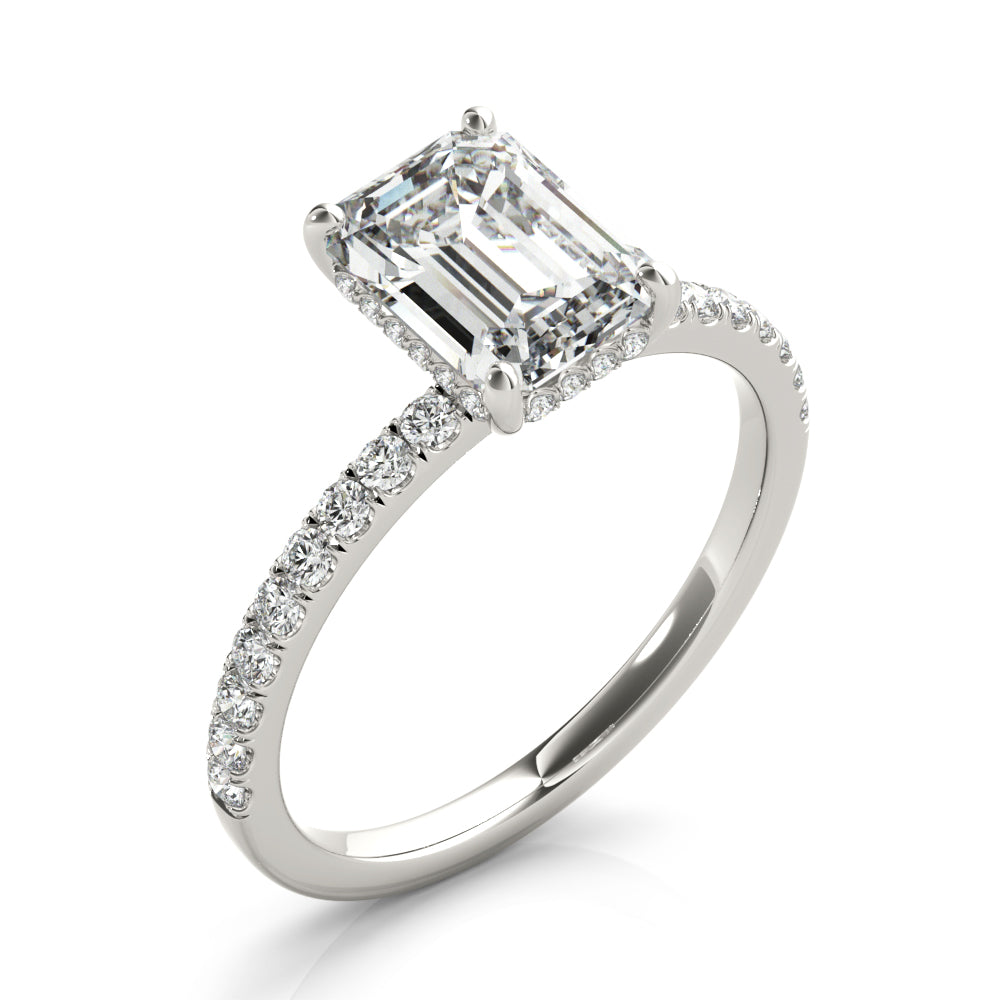 Hidden Halo Emerald Cut Engagement Ring