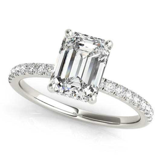 Hidden Halo Emerald Cut Engagement Ring