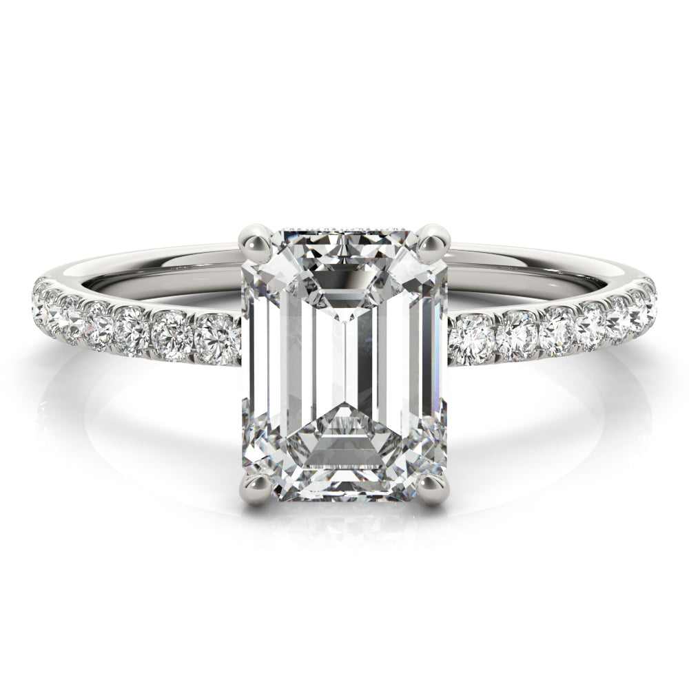 Hidden Halo Emerald Cut Engagement Ring