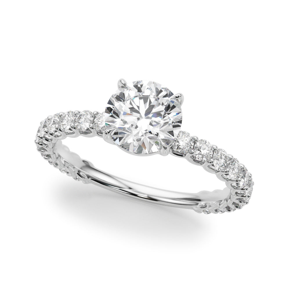 Single Row Shared Prong Trellis Engagement Ring