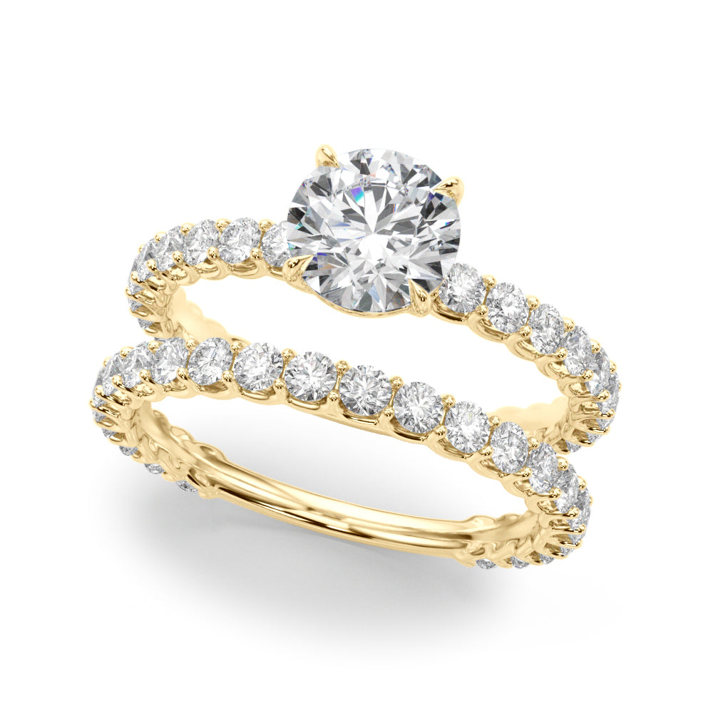 Single Row Shared Prong Trellis Engagement Ring