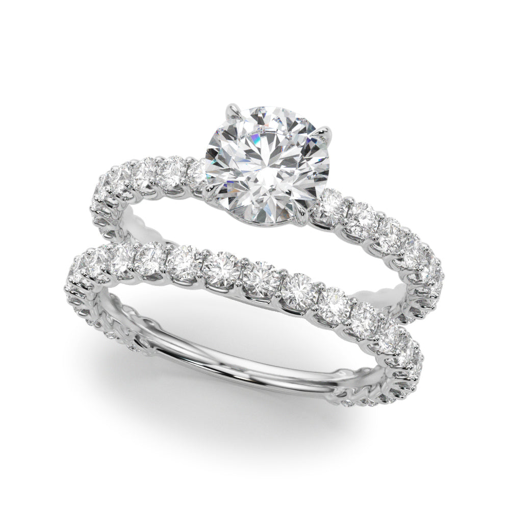 Single Row Shared Prong Trellis Engagement Ring