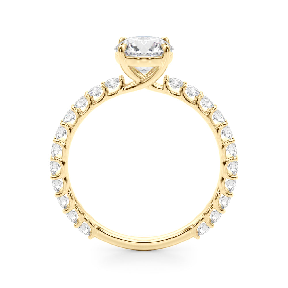 Single Row Shared Prong Trellis Engagement Ring