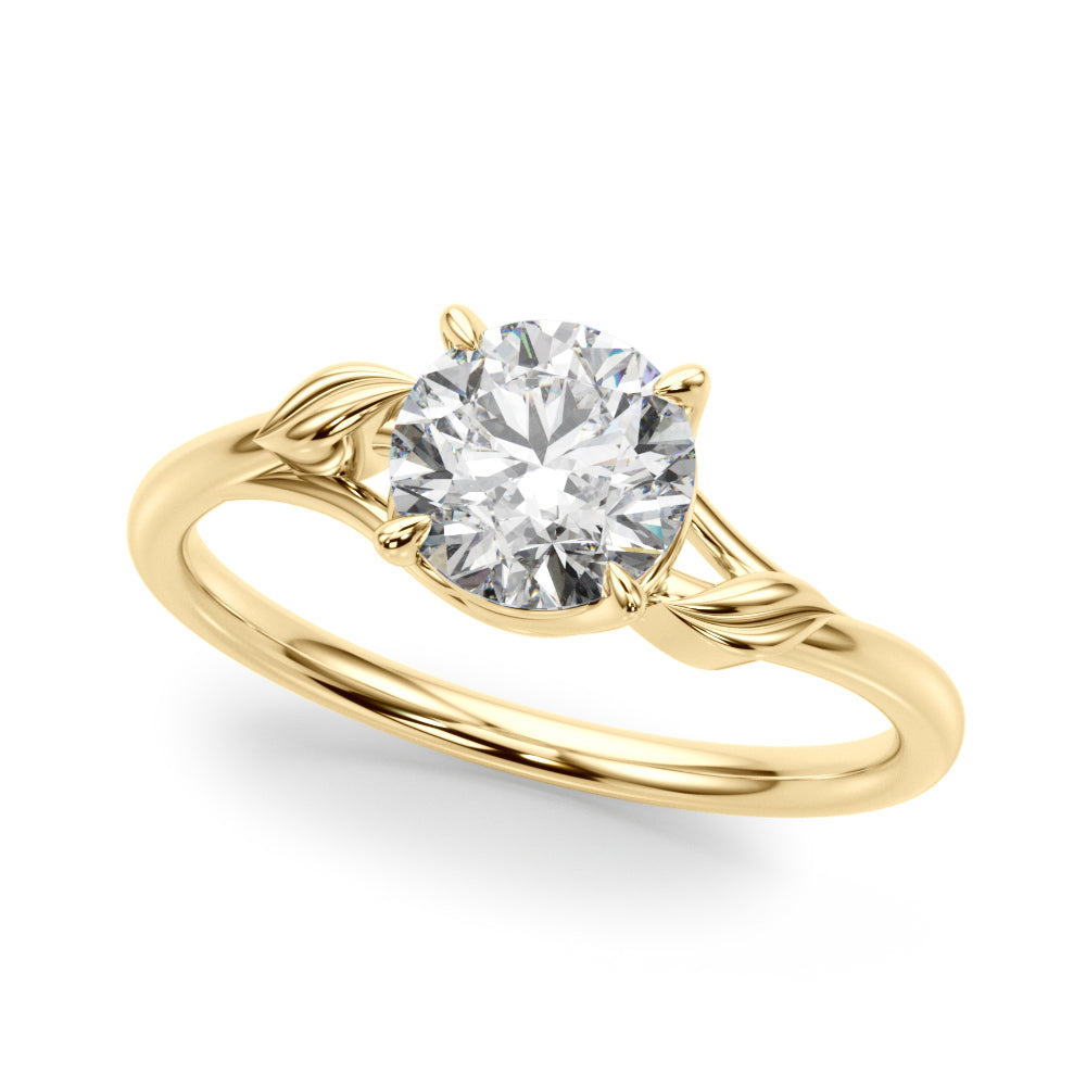 Floral Solitaire Round Engagement Ring