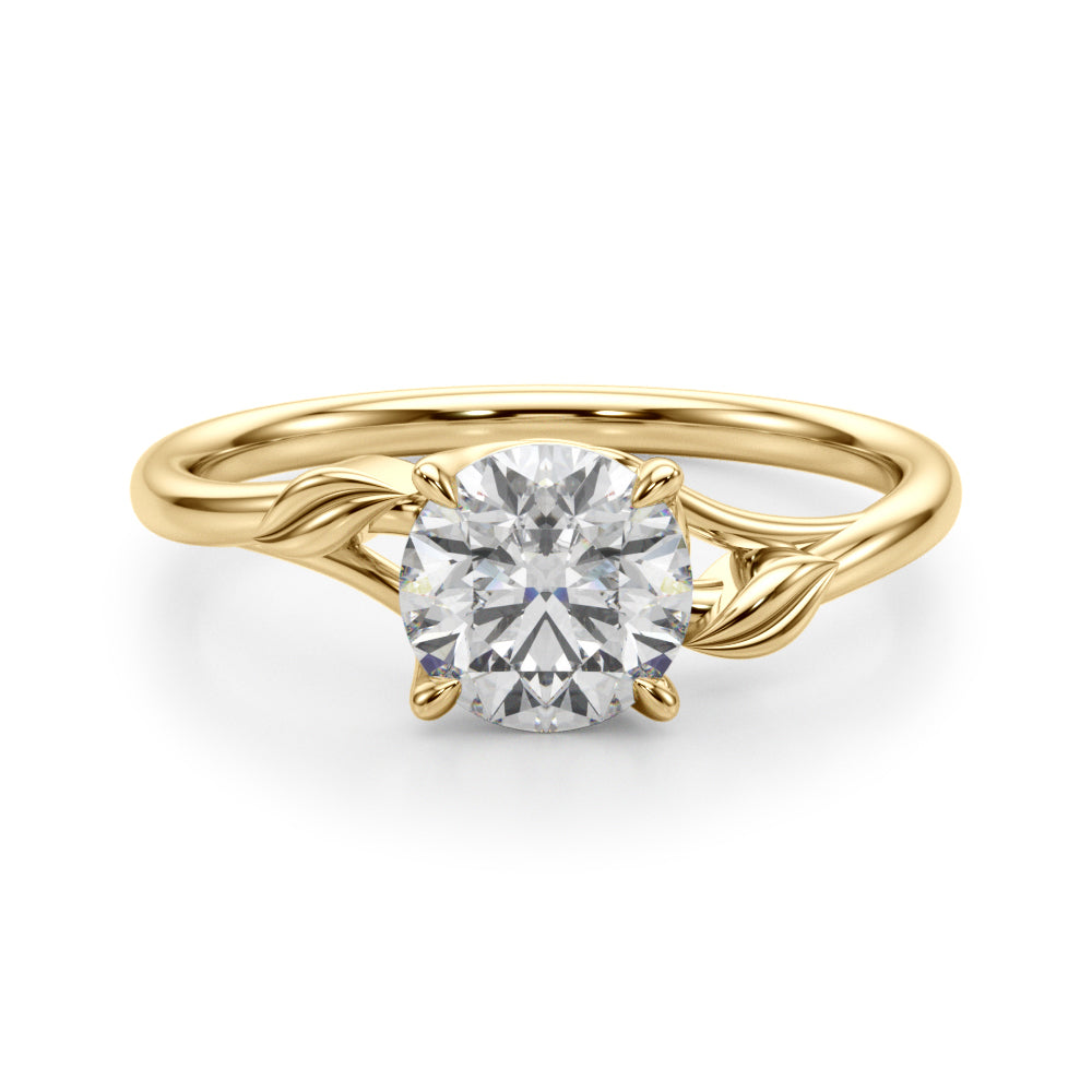 Floral Solitaire Round Engagement Ring