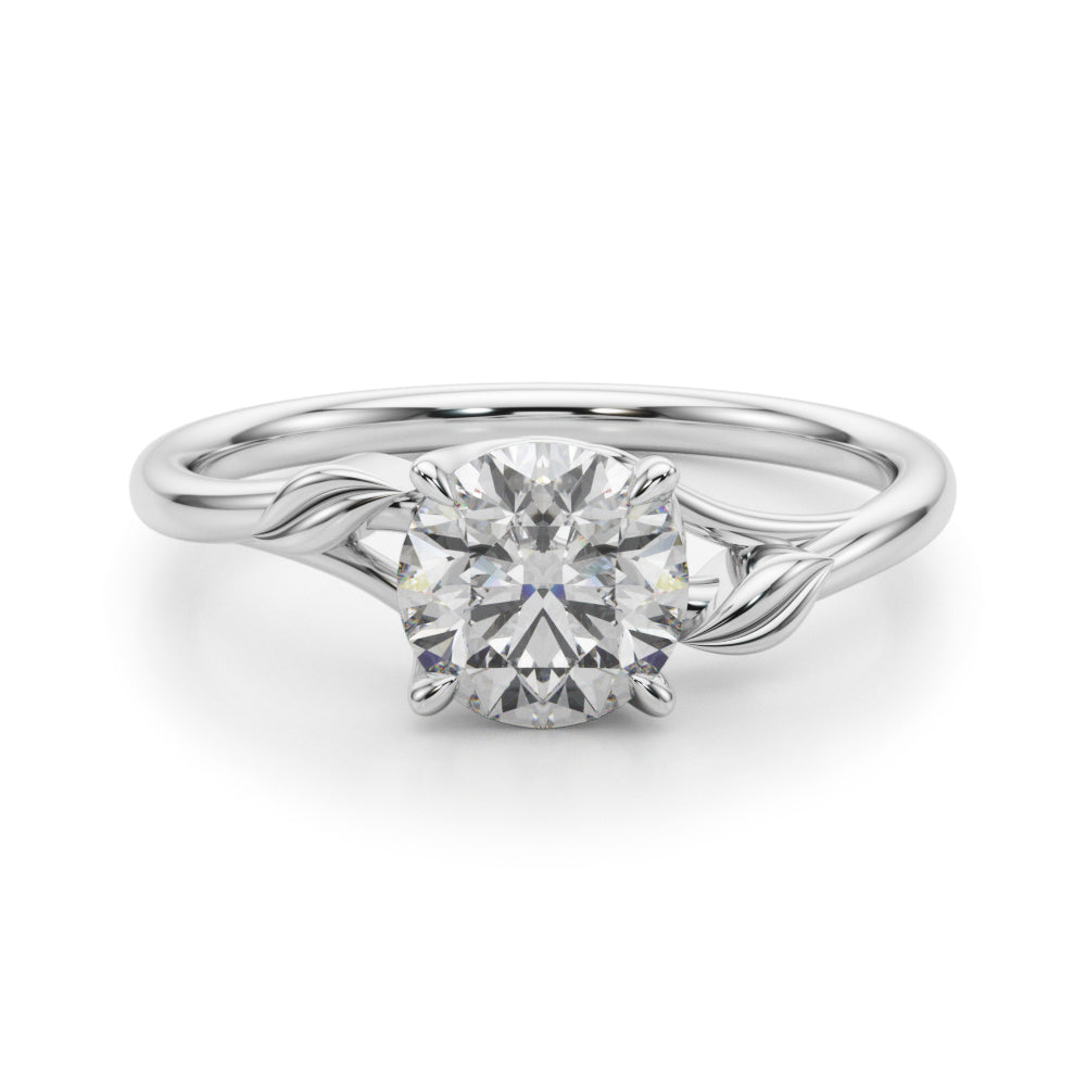 Floral Solitaire Round Engagement Ring