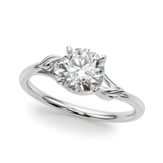 Floral Solitaire Round Engagement Ring