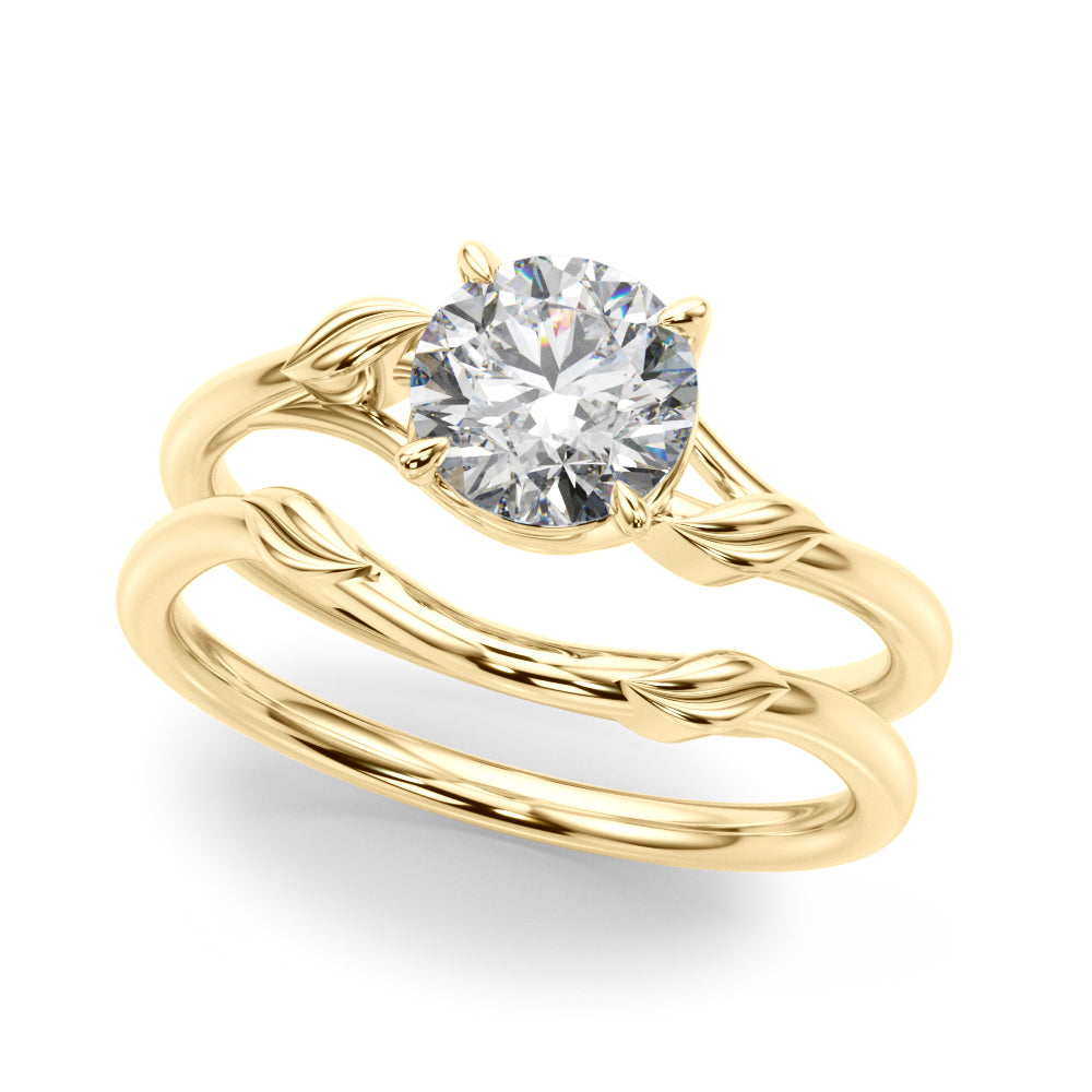 Floral Solitaire Round Engagement Ring