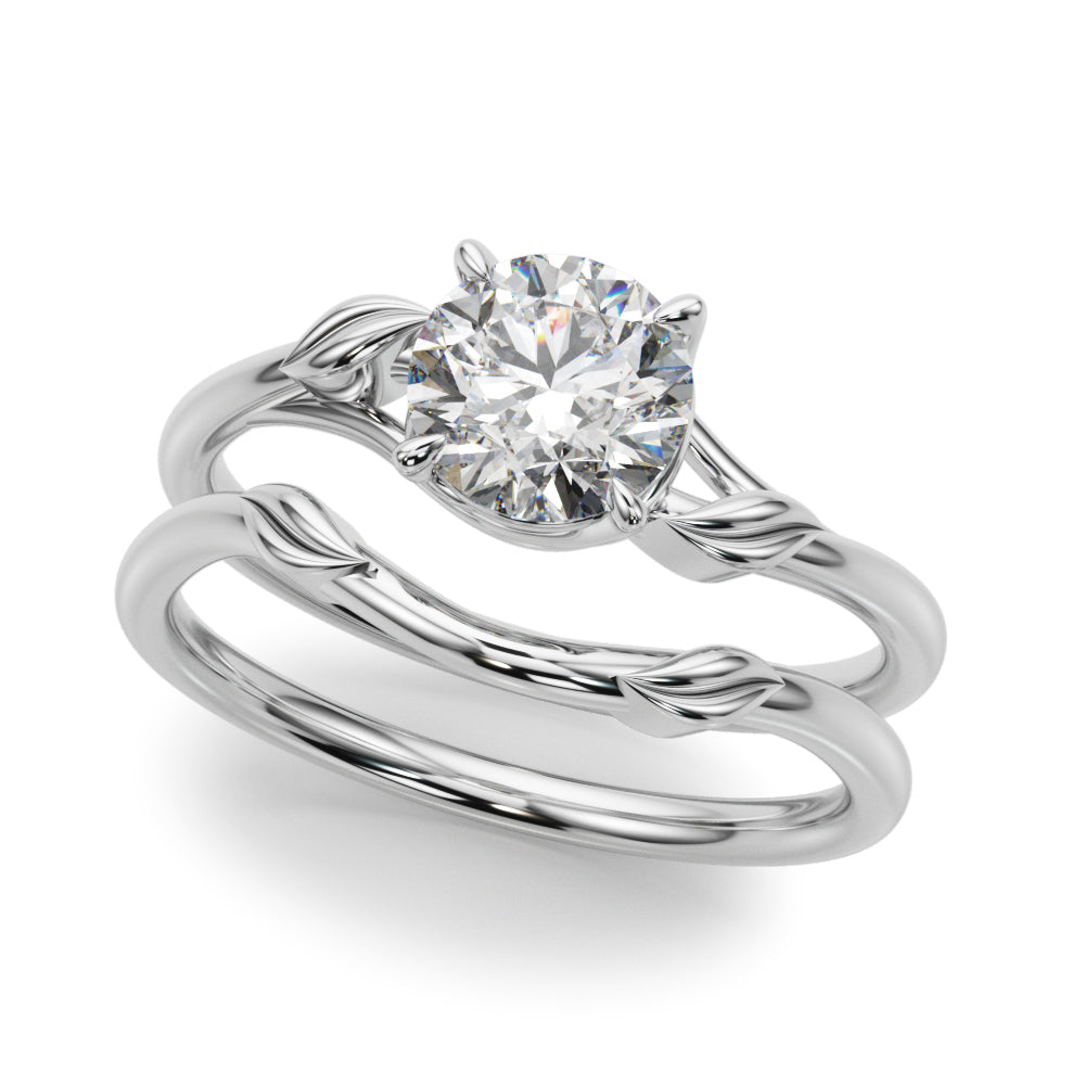 Floral Solitaire Round Engagement Ring