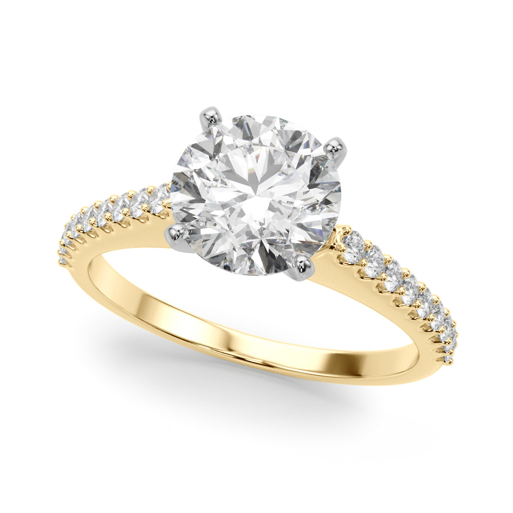 Single Row Shared Prong Engagement Ring