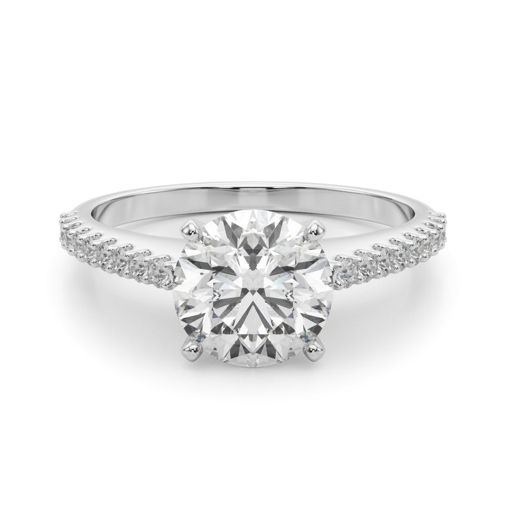 Single Row Shared Prong Engagement Ring