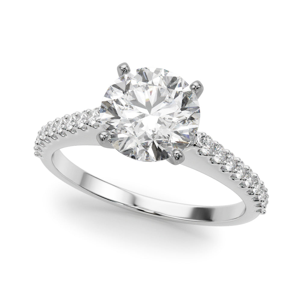 Single Row Shared Prong Engagement Ring