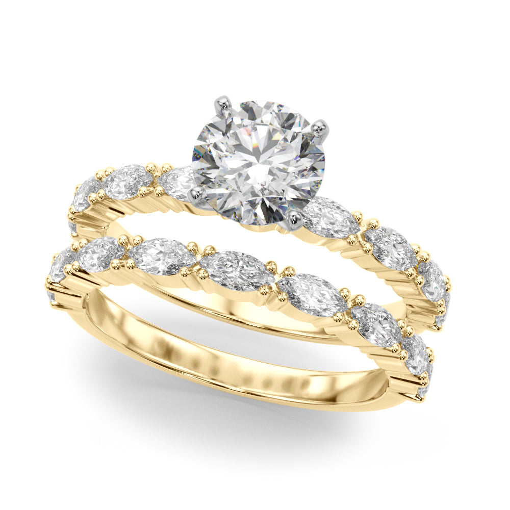 Marquise Shape Accented Wedding Bands