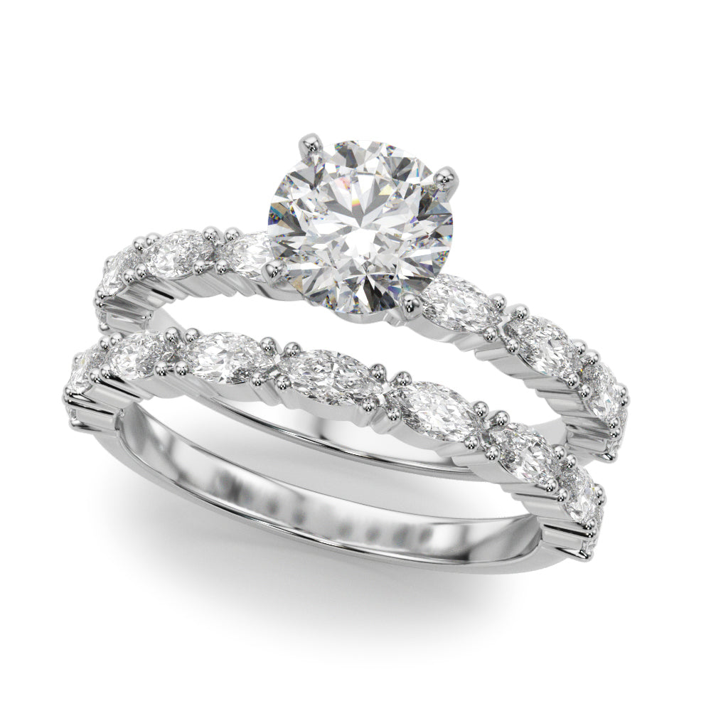 Marquise Shape Accented Wedding Bands